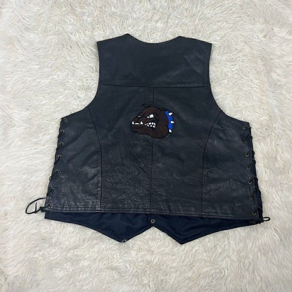 Vintage Vance Leathers Men’s Black Leather Biker Vest Maddog Patched Men’s XXL